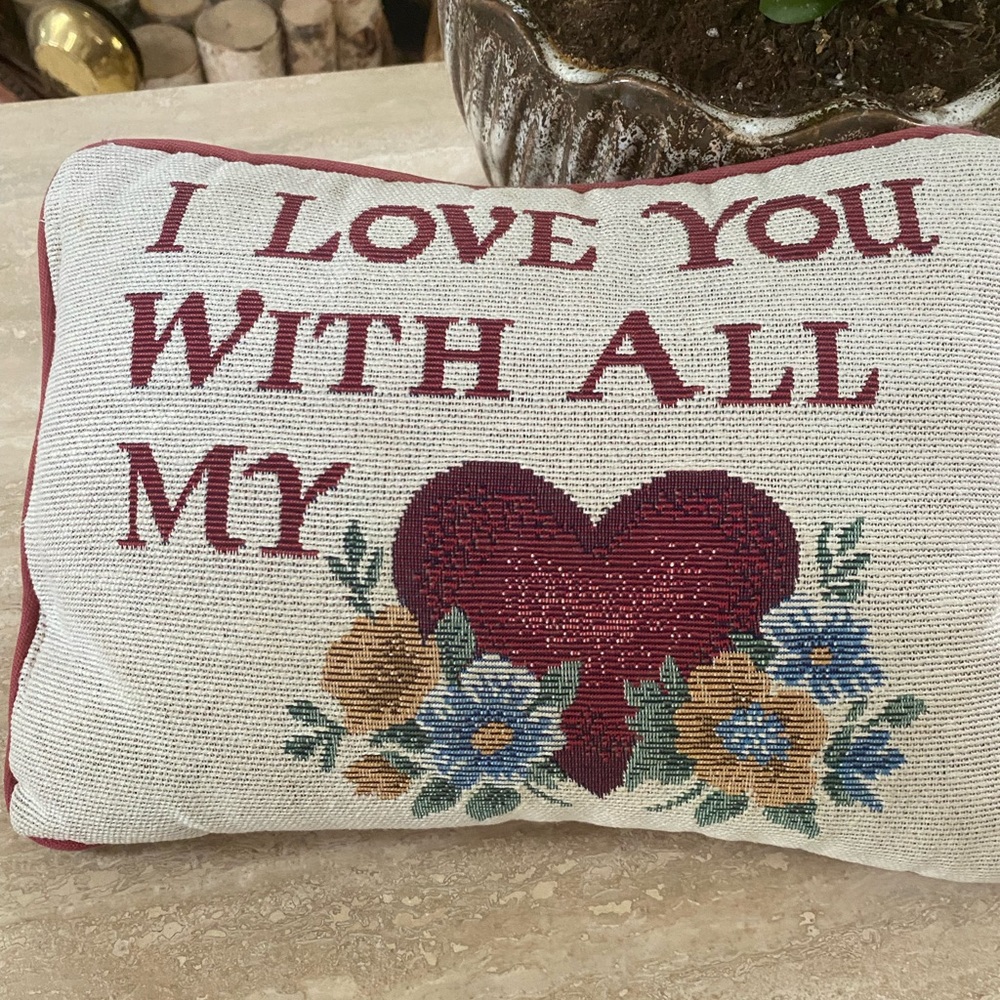 Decorative Pillow with Heart and Floral Design